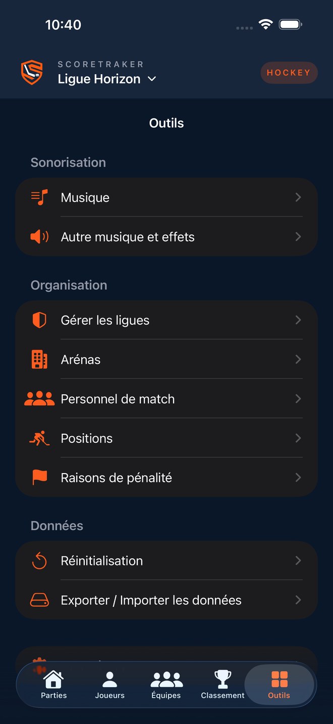 Les outils de la ligue